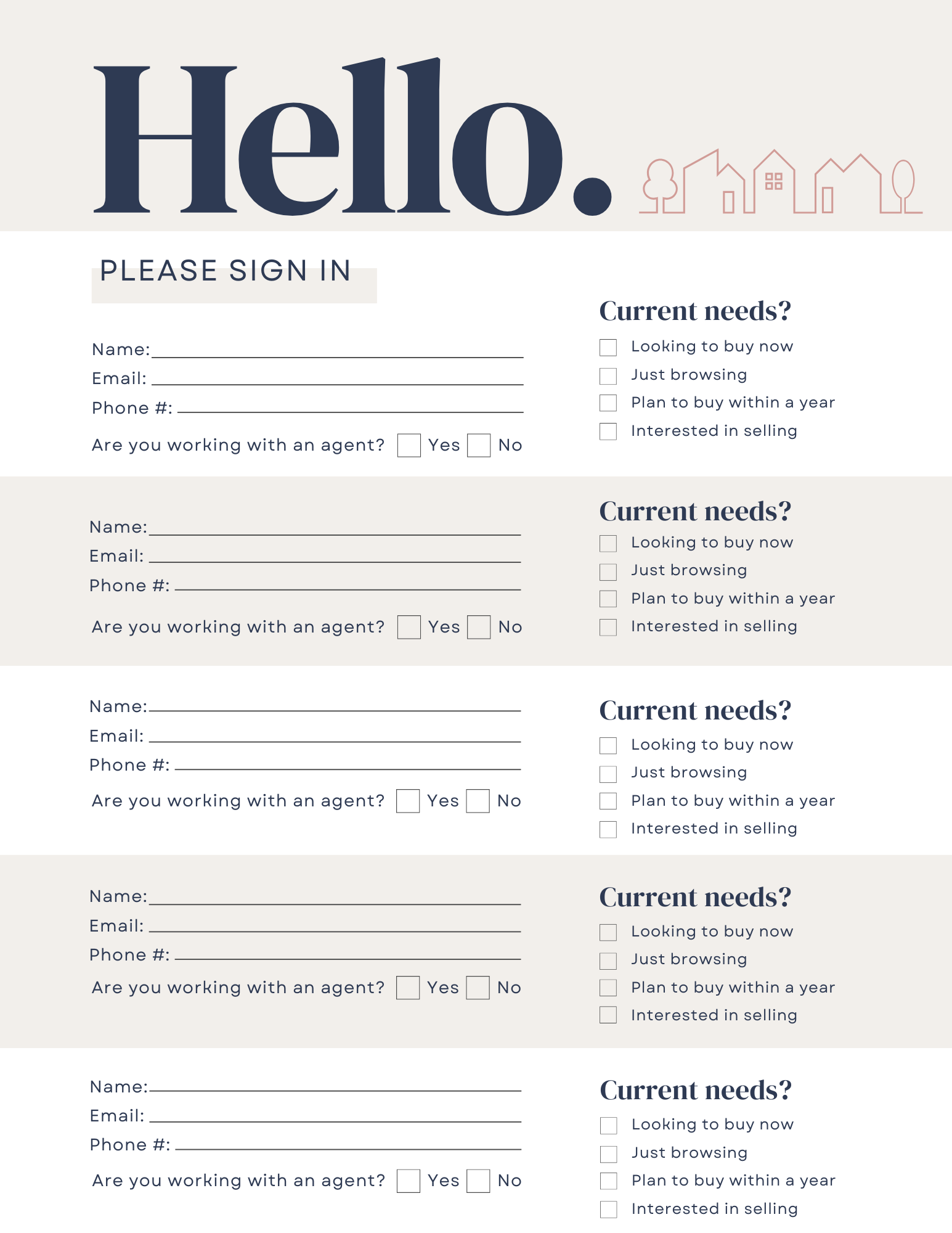 Sign In Sheet - Real Estate Open House Jan 2026